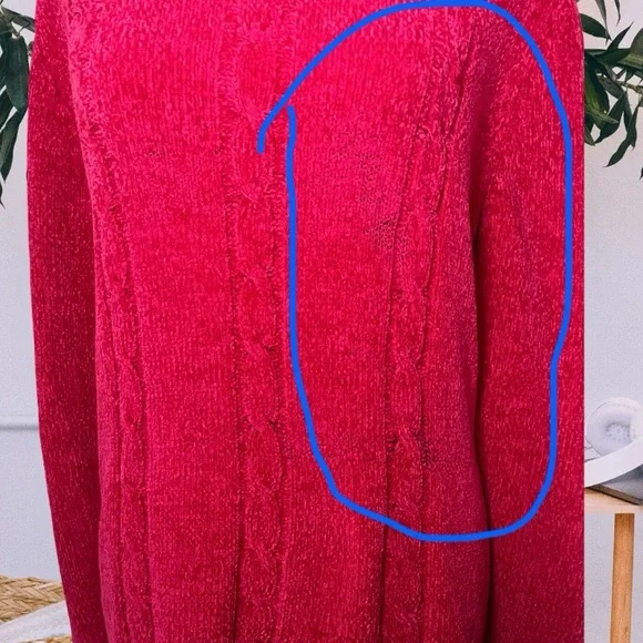 Vintage Sag Harbor Magenta Cable Knit Sweater - Picture 2 of 5